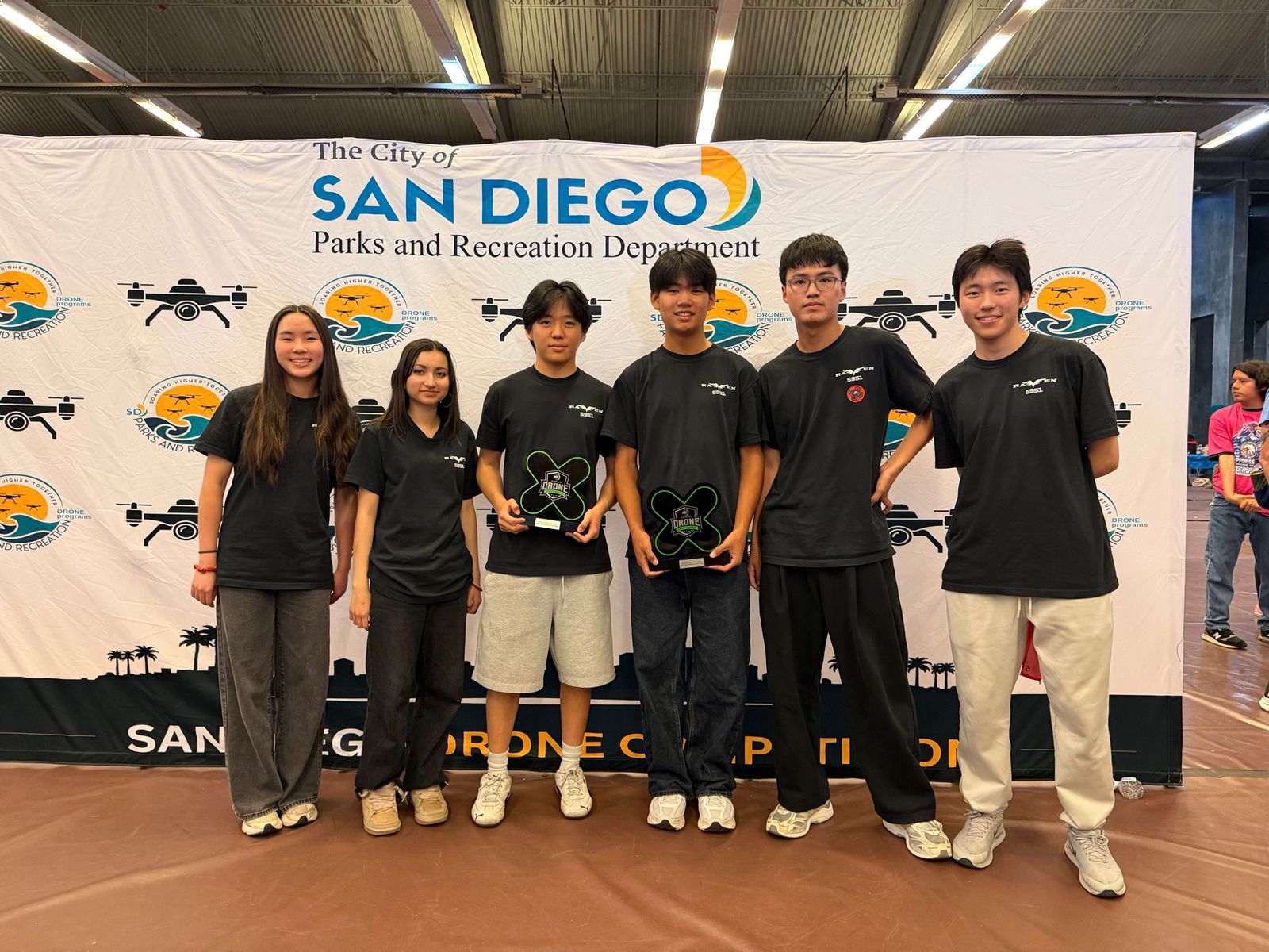 Team celebrating the finalist award at the West Aerial Drone Championship 2026